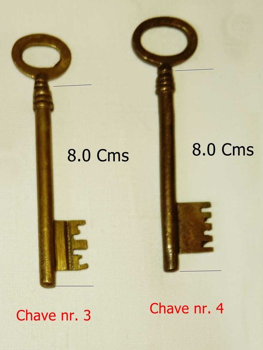 Chaves antigas de latão para móveis vintage