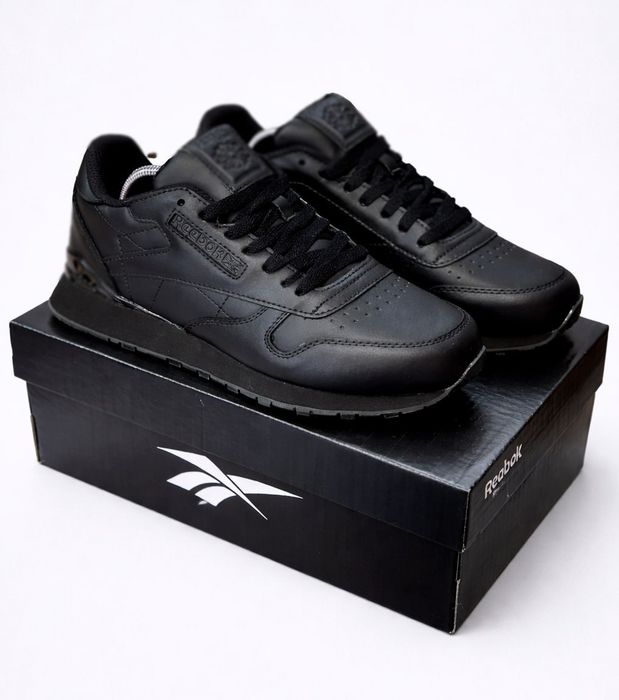 (2289) Акція! Кросівки Reebok Classic Leather чорні (42 44 45 46) рібок рібоки