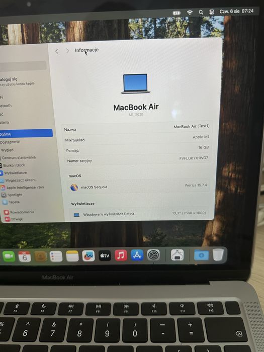 MacBook Air 13" M1 / 16GB RAM / 512GB SSD / Bateria 96% / Stan BDB