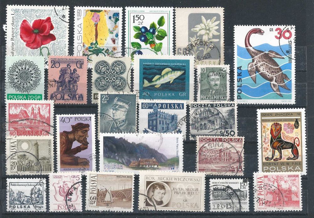 Selos Polónia, Lote com 25 selos