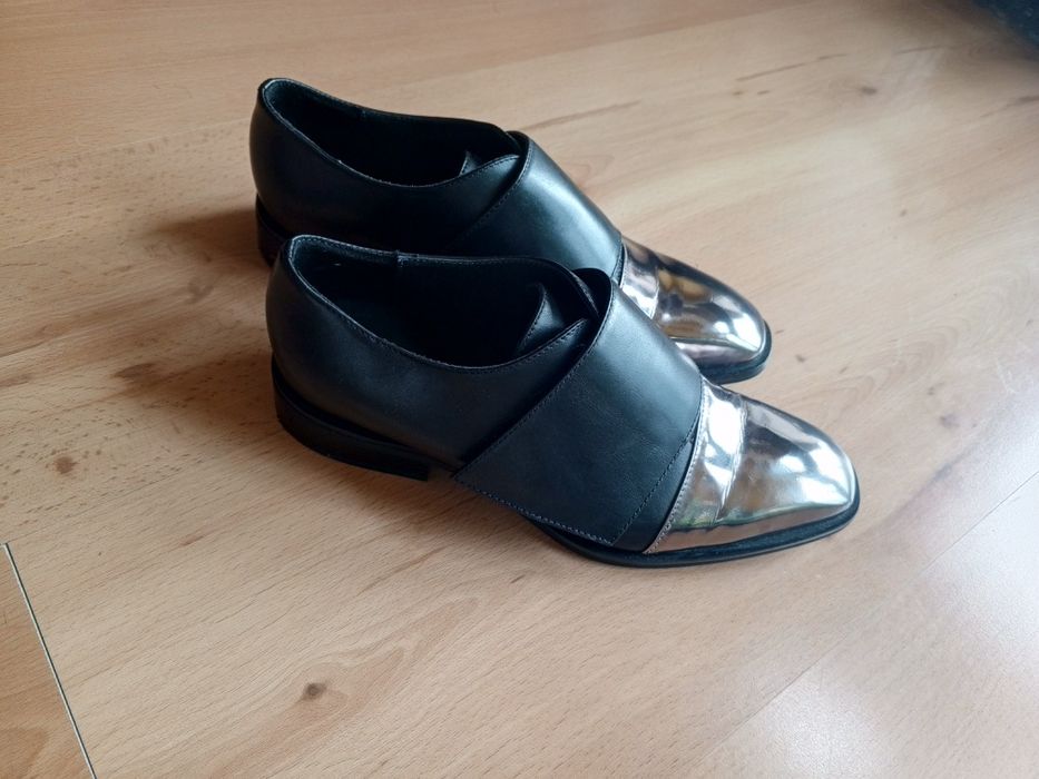 Skórzane półbuty mokasyny espadryle Oksfordy loafersy espadryle 36