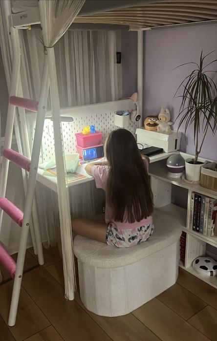 Metalowe biale lozko pietrowe Vitval z ikea