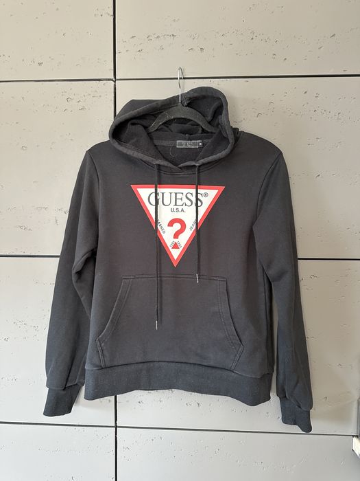 Czarna bluza kangurka z kapturem guess xs s m