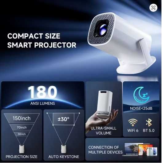 Projektor LED + Ekran Projekcyjny 2 metry+Statyw Android HD WiFi Pilot