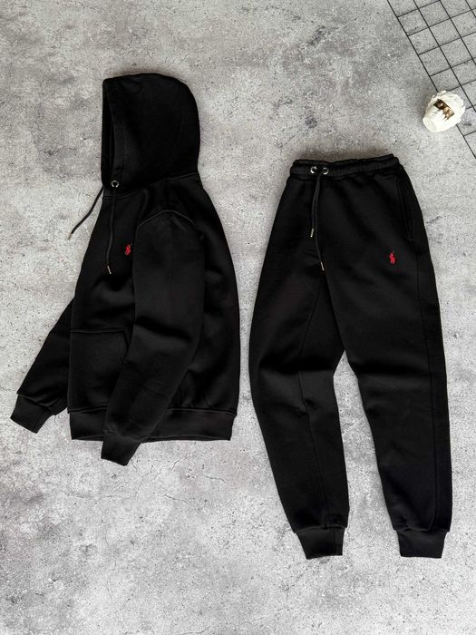 Костюм зимовий POLO Ralph Lauren Black на флісі штани і худі i57