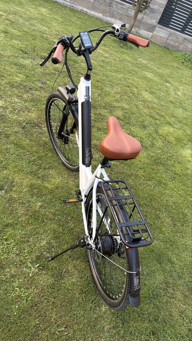 Rower Elektryczny E-Bike Biały | Bateria 15Ah (Zasięg 80km) | Skóra, LED  kola 27,5’