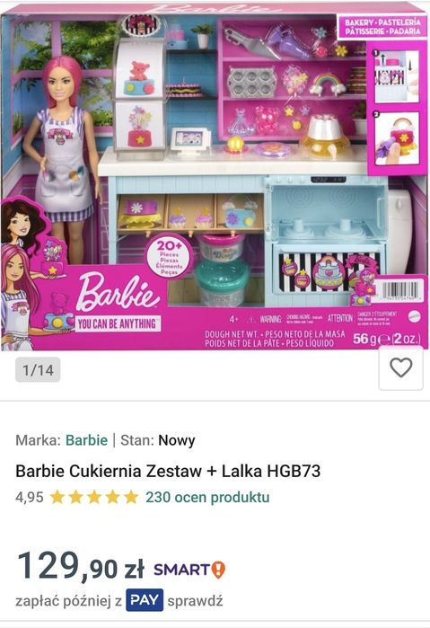 Barbie cukiernia zestaw z lalką