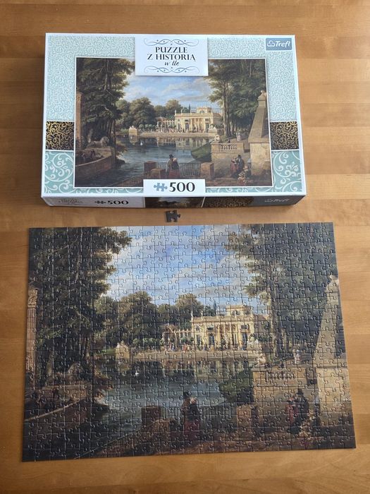Puzzle z historią w tle Trefl 500 Widok pałacu w Łazienkach latem