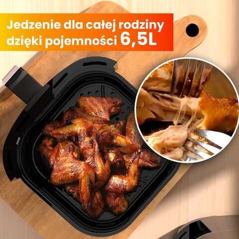 Frytkownica beztłuszczowa z okienkiem Extralink Dual Basket, 2 komory, 2500 W, 6,5 l i 3,5 l, srebrna
