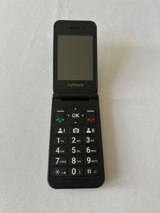 Telefon z klapką myPhone FLIP LTE dla seniora czarny granatowy  komplet