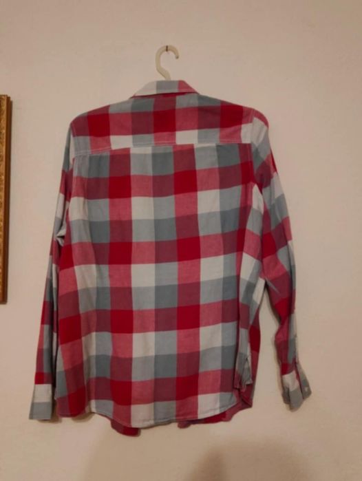 Bluzka koszulowa w kratkę różową