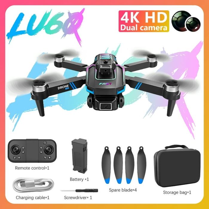 Drone  LU60 com câmaras duplas 4K, drone RC dobrável, brin