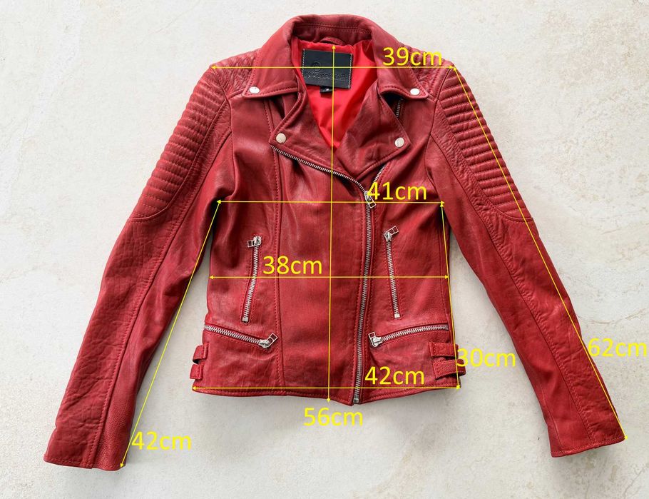 Kurtka skórzana ramoneska czerwona skóra naturalna Gooscraft biker Perfecto