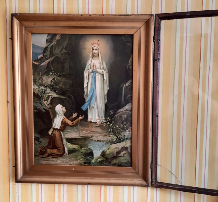 Obraz Objawienie Matki Bożej w Lourdes z Bernadettą antyk