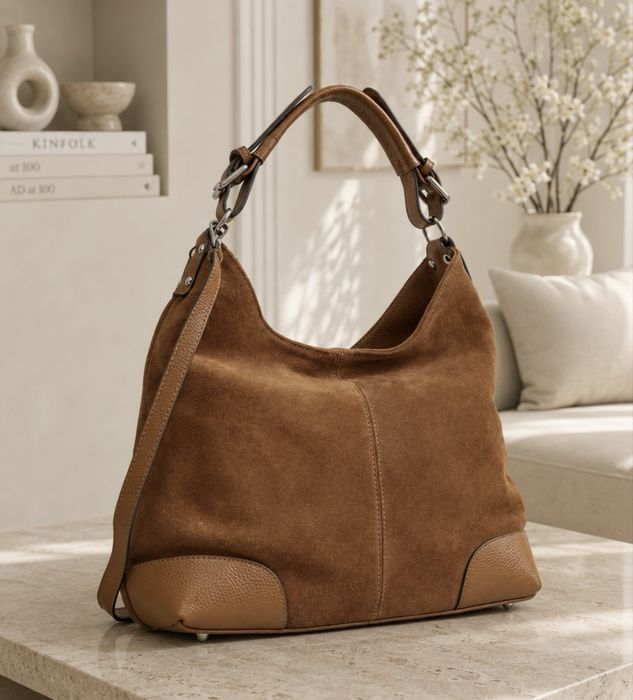 Сумка мягкая замшевая рыжая   Сумка руда замщева  сумка мешок Италия