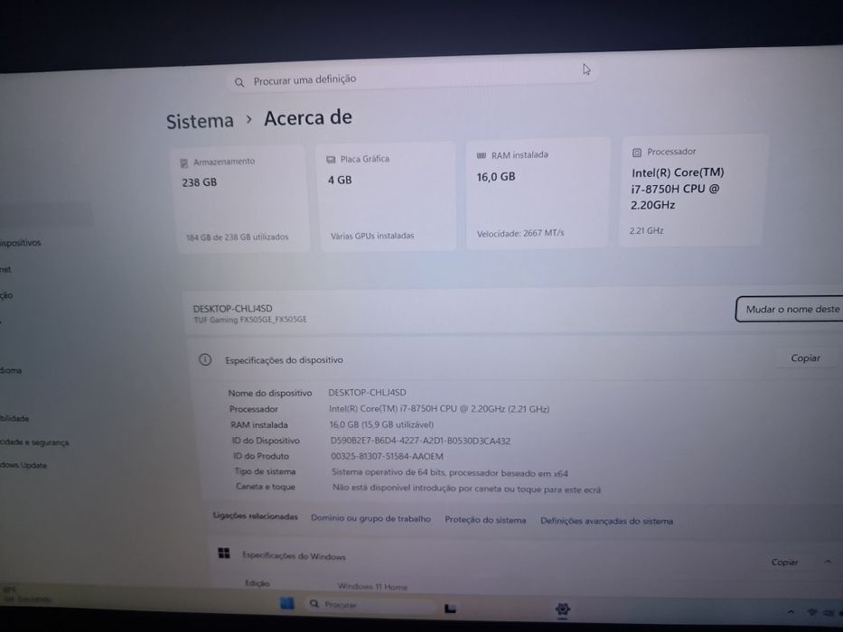 Troco asus tuf fx505ge