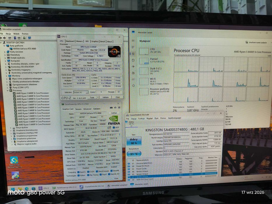 Gracz - RYZEN 5 8400F/RTX 4060 8GB/16GB DDR5 (32GB) /SSD 500GB /GWR.