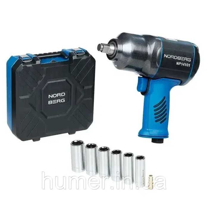 Гайковерт пневматичний ударний у кейсі NORDBERG NP14101K 1/2", 800Нм, 8000 об/хв