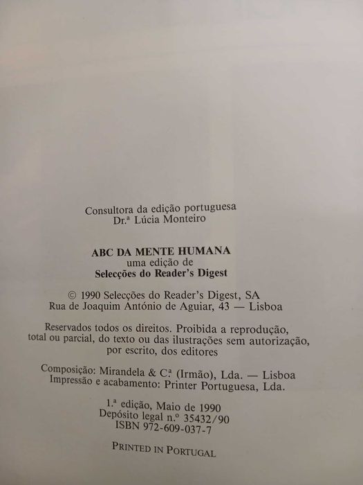 Livro de Medicina "ABC da Mente Humana", 1990