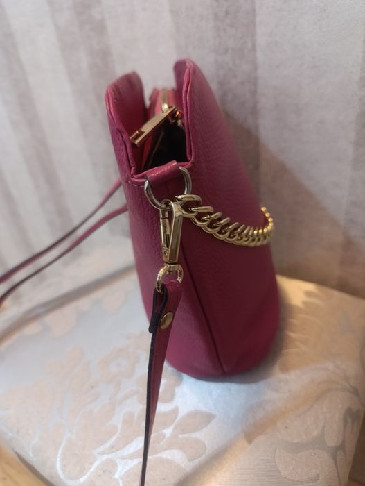 Torebka Ryłko skóra naturalna skórzana złoty łańcuszek łańcuch