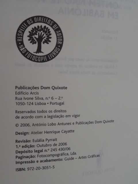 Ontem Não Te Vi Em Babilónia de António Lobo Antunes - 1ª Edição