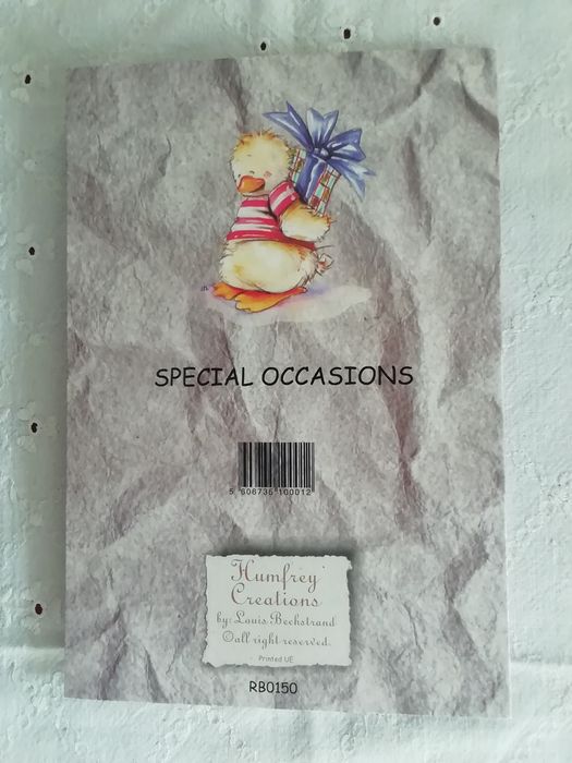 Postal de aniversário Humfrey Creations, escrito