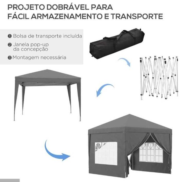 Tendas pop up dobráveis 3x3 com ou sem laterais.  +Tamanhos. Feiras.