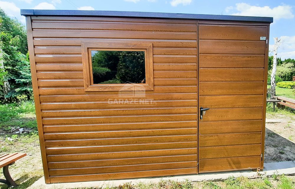 DOMEK OGRODOWY GARAŻ 3M X 2M Okno Drzwi Drewnopodobny 3X2 GB259