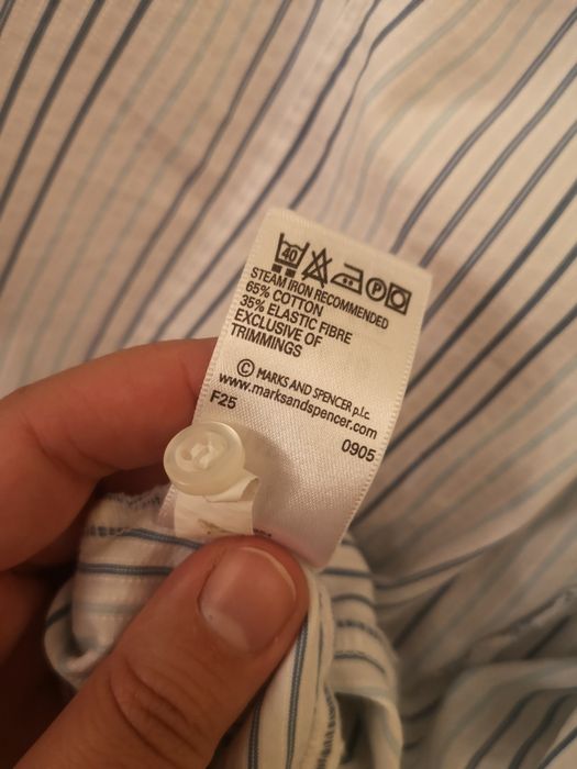 Koszula Marks & Spencer na spinki rozm. 44 paski odcienie błękitu
