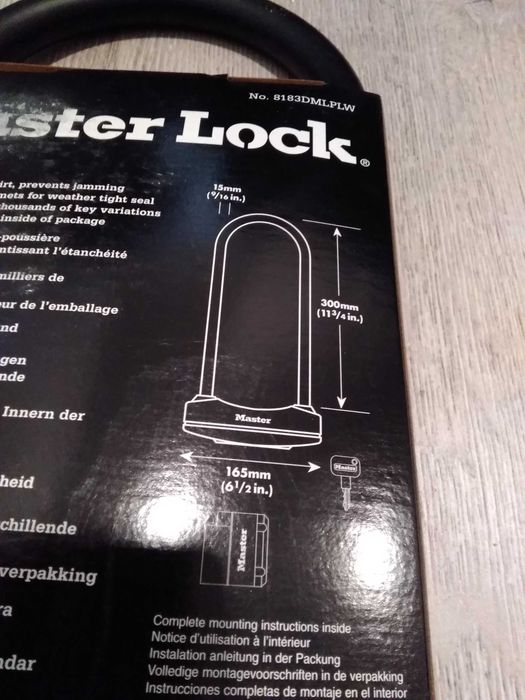 Blokada rowerowa motocyklowa Master Lock 30cm Nowa