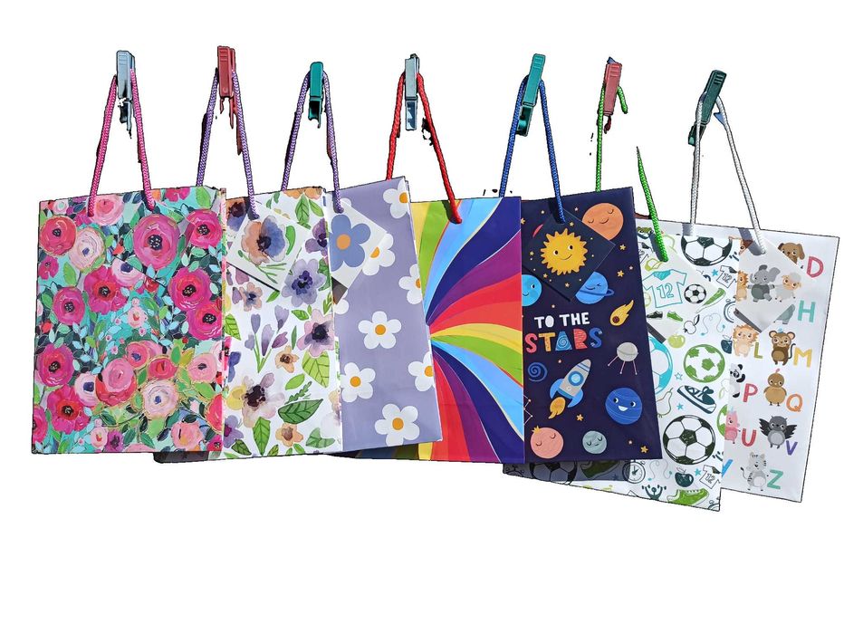 NOWA Torba torebka prezentowa mała S - RÓŻNE WZORY