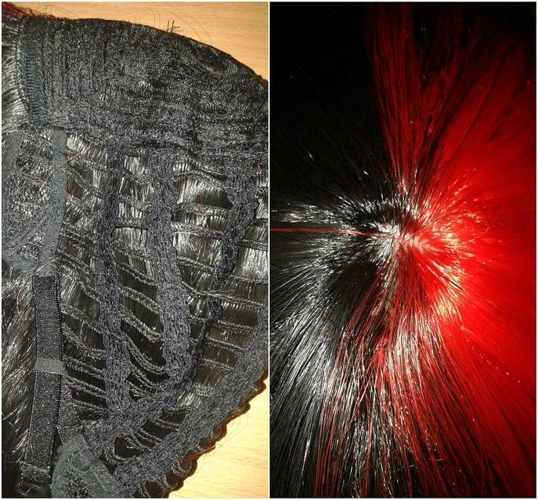 Czarna czerwona peruka dye split z kitkami gothic lolita cosplay wig