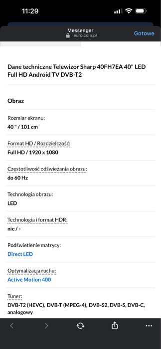 Telewizor sharp 40 cali