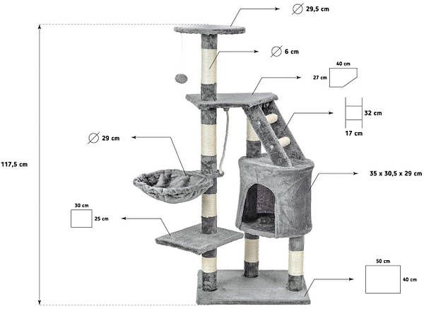 Когтеточка, дряпка, домик для кота, комплекс для для кота, 117.5 см
