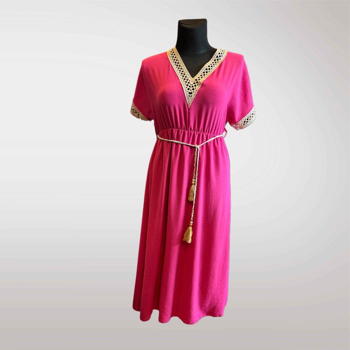 Sukienka Damska Maxi Koronka Różowy