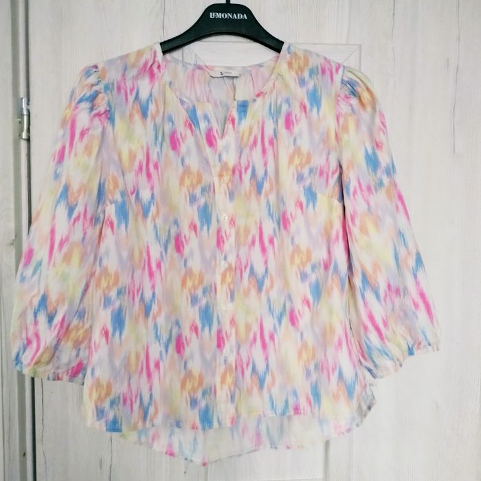 Kolorowa bluzka koszula bufki TU bawełna 38 M