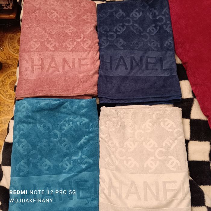 Nowe Ręczniki brąz mikrofibra komplet duży Gucci Chanel