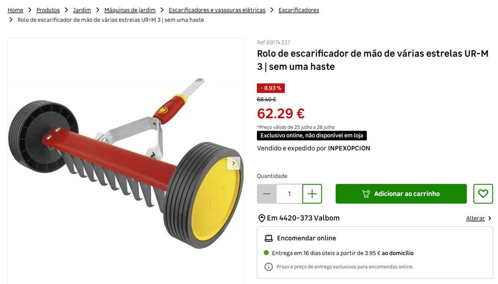 ESCARIFICADOR Relva Rolo de mão marca Wolf com CABO como novo