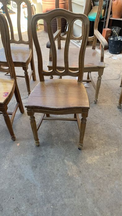 Conjunto 6 Cadeiras Vintage em Madeira Maciça (3 c/ Braços + 3 s/ Braços)
