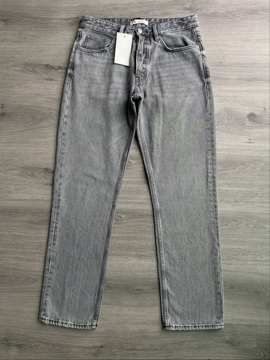 Calças de Ganga Cinzentas Straight Fit Zara Novas