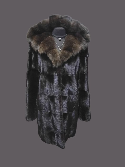 Ог 104см. Норковая шуба с соболем. Натуральная шуба