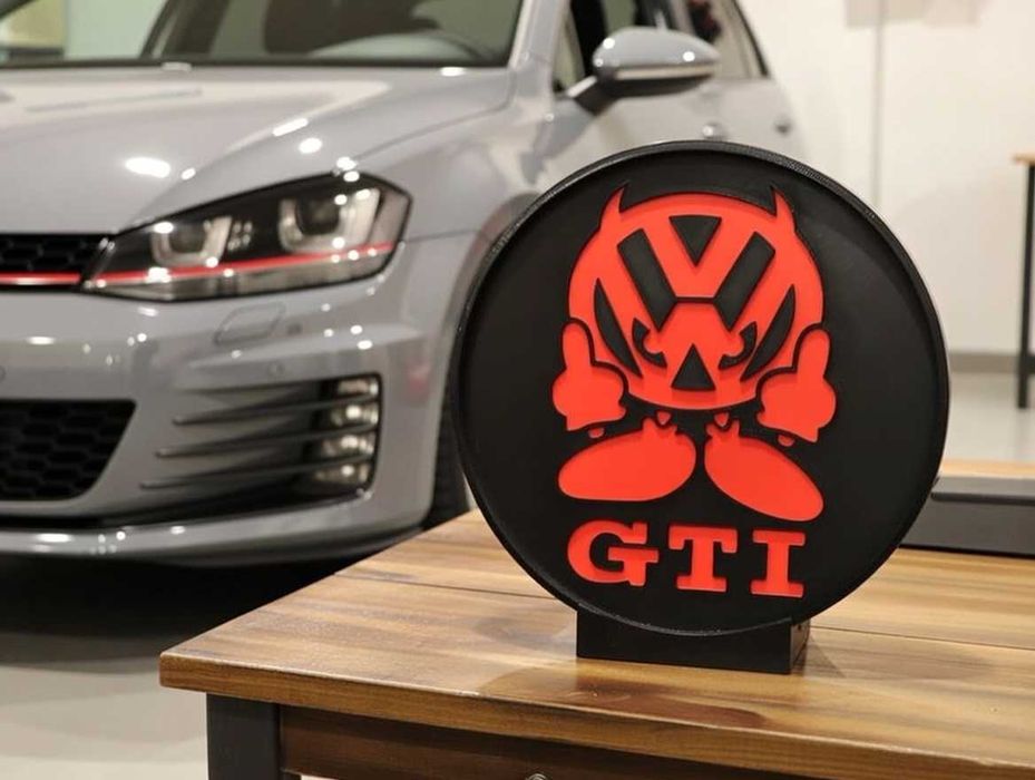 Lightbox Luminaria decorativa VW Volkswagen GTI cx Preta