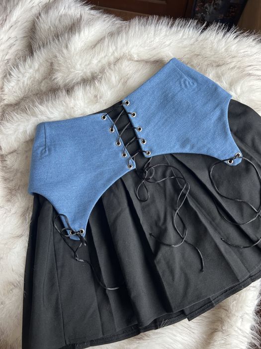 Баска джинсова на шнурівці корсет