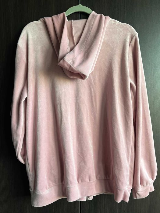 Komplet dresowy welur brudny róż bluza spodenki L