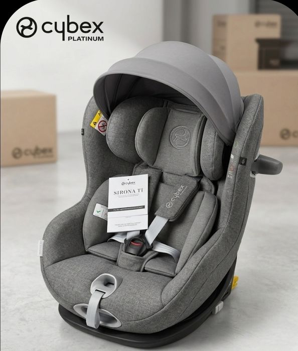 Дитяче автокрісло Cybex Sirona Ti platinum  сіре з базою