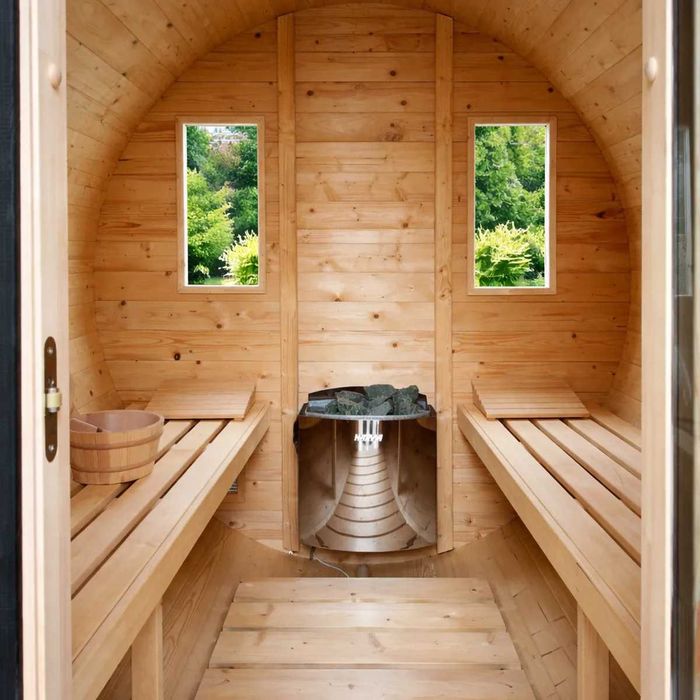 Sauna Ogrodowa Beczka 200cm Ganek Piec Elektryczny