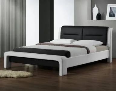 Łóżko tapicerowane ekoskóra ze stelażem i materacem 120 x 200