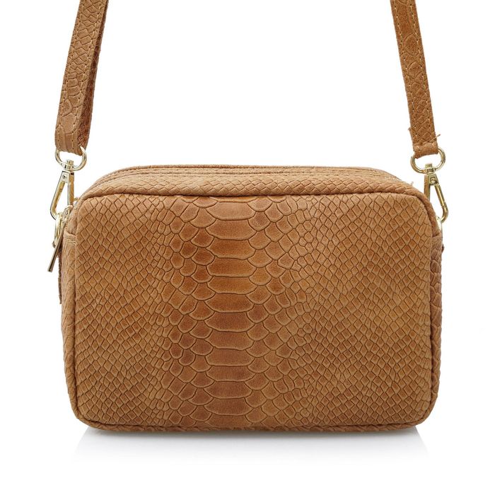 VERA PELLE torebka skórzana listonoszka kroko V401 c.jeansowa