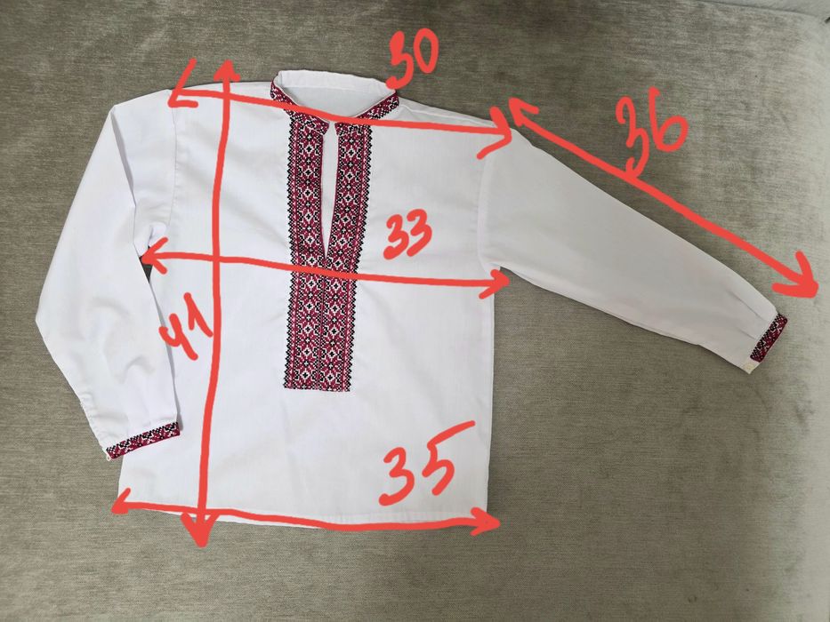 Сорочка, рубашка,  вишиванка,  р.104. Картата, в клітинку, з динозавр