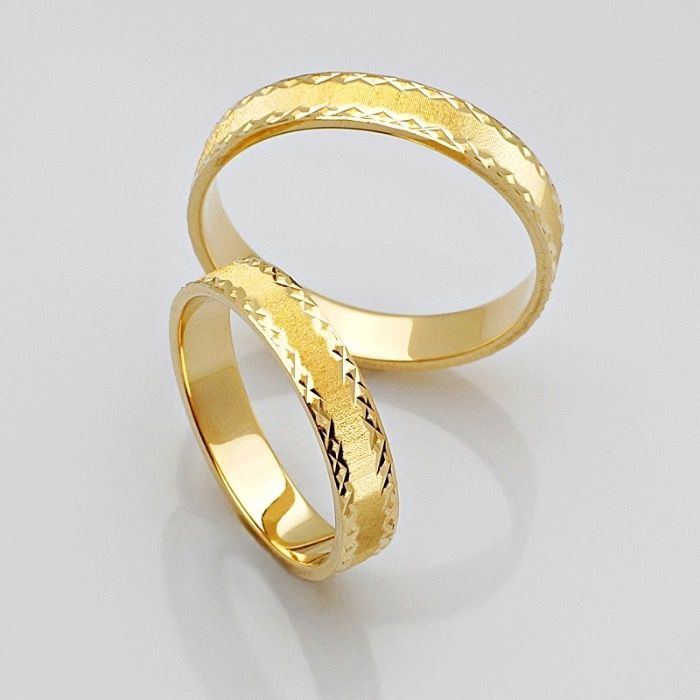 Para obrączek próby 585 14K zdobione z wzorem 4 mm nowość